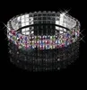 Cute Colorful Bracelet Bling Bling 3 Row Multi-color Rhinestone Bracelets Stretch Bangle Prom Evening Wedding Party Jewelry Bridal Accessory