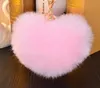 12CM similar Faux heart Rabbit fur key chains heart big size fluffy plush keychain car keyring Bag Pendant