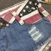 Sommer Neue Ankunft Sexy Shorts Jeans Niedrige Taille Damenmode Denim Shorts Löcher Amerika Flagge Strand Dünne Heiße Jeans Mädchen Kostenloser Versand