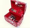 heart Mirror case Jewelry box Red for wedding ceremony Storage box Bridal Makeup Box alloy Password lock 20*15*16cm