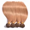 Бразильская шелковистая прямая # 27 Светло-коричневых утки человеческих волос Honey Blonde Связки предложение 4шт Lot бразильские Виргинские человеческие волосы ткут Extensions