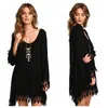 Robes Casual Blouse Lâche Femmes En Mousseline De Soie Gland Sexy Mini Robe De Mode Plage Nouvelle Grande Taille À Manches Longues Haut Blouse Vêtements Pour Femmes D547