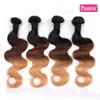 Brazylijska Ombre Human Hair Bundles Trzy Tone 1B / 4/27 Blondynki Remy Włosy Splot Hurtownie Barwione Fale Wave Extensions Oferty