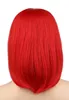 Perruque de Cosplay courte droite Bob Costume de fête rouge 40 Cm perruques de cheveux synthétiques