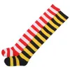 Colorido listrado over-the-knee meias vermelho amarelo azul preto branco striping meias cheer equipe meias cosplay adereços para adolescente adulto