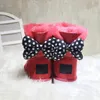 Klassisk Design Kort Baby Boy Girl Kvinnor Kids Bow-Tie Snow Boots Päls Integrated Håll varma Stövlar EUR Szie 25-41 Gratis frakt