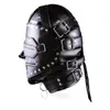 Nouveau bondage Luxury Full Leather Bondage Hood Gimp Mask with Bounked Rackerking Bouth Zip1523564