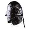 New Bondage Luxury Full Leather Bondage Hood Gimp Mask with Blindfold Locking Mouth Zip9475981