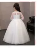 2017 lante laço tulle flor menina vestido tornozelo comprimento princesa vestido de esfera festa vestido de casamento meninas primeiras comunhão vestidos