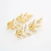 Partihandel-Ny Ankomstskjorta Collar Clips Brosches Smycken Fashion Wheat Vintage Broche Guld Silver Leaf Pin Kvinnor Och Män Broscher Cy055