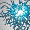 Lampes Turquoise Fleur fait à la main Lustre soufflé éclairage Ampoules LED lumière 24 pouces tuyau de verre DIY Lustres