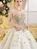 Vestido de casamento de luxo Bling Querida Dresses frisados ​​Swarovski Crystal sexy vestido de baile Lace Applique Tribunal Trem Tulle Diamante nupcial Com Bow