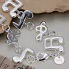 top sale music 925 silver plate charm bracelet 20x1.4cm DFMWB242,women's sterling silver plated jewelry bracelet