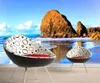 Dream Beach Ocean 3D Window غرفة معيشة جدارية 3D ورق الجدران ثلاثية الأبعاد لخلفية التلفزيون الخلفية