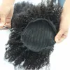 Short high afro kinky human hair ponytail hairstyle for black women taped crochet curly puff bun hairpiece real brazilian 120g drawstring clip ins