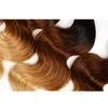 Siyusi Saç Ürünleri Malezya Hint Perulu Brezilya Saç Demetleri İki Ton Koyu Kökler Sarışın Ombre Vücut Dalgası Bakire İnsan Saçı7292644