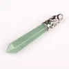 Green Aventurine Jade Pillar Stone Necklace Natural Crystal Hexagonal Gemstone Amazonite Healing Point Prosperity Confidence Witch Necklace