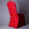 50pcs NEW Red Rose Satin And spandex Rosette Back chair cover white spandex Dining Renovation Chair Covers For Wedding