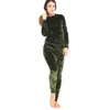 Velvet Tracksuit Two Piece Set Women Sexy Pink Long Sleeve Top And Pants Bodysuit Suit Runway Fashion 2017 Trainingspak plus size 3XL