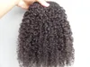 Brasilianska mänskliga Virgin Hair Extensions 9 stycken Klipp i hår Kinky Curly Hair Style Mörkbrun Naturlig Svart Färg