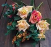 Ny Ankomst Elegant Oljemålning Stil Konstgjorda Rose Silk Blommor 10 Blomhuvud Blommor Bröllop Garden Decor DIY Dekoration