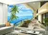 Hoge kwaliteit aanpassen maat Moderne mediterrane villa balkon uitzicht Mural 3D wallpaper 3D-muurpapieren voor tv-achtergrond