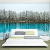 Pittura murale personalizzata di qualsiasi dimensione Grande carta da parati per soggiorno Acqua di lago con alberi di pino Art Pography Europe Mural Home Decor905765281755