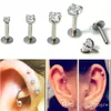 Pendientes para mujer, barras, Piercing, gema, anillo redondo para labio, Tragus, pendiente de tuerca para cartílago de la oreja Monroe