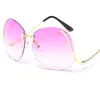 Fashion Vintage Round Rimless Clear Oversized Sunglasses Women Brand Designer Sun Glasses Metal Frame Retro Gradient Shades UV400 8203396