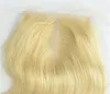 Peruvian Malaysian Hair 613 Kroppsvåg Brasiliansk Blond stängning 4x4 Brasiliansk Hårstängning Brasilianska Blonda Spets Avslutande Blond Extensions