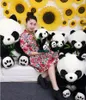 Dorimytrader 130 cm grand Animal émulationnel bambou Panda en peluche 51039039 grand Panda couché simulé oreiller poupée cadeau D6371706
