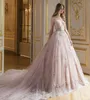 Elegant blush rosa kvällsklänning med applique djup v-hals ärmlös tulle lång formell kvällsklänning charmig se genom röd mattan klänning