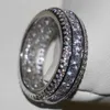 Stunning 2016 New Arrival Luxury Jewelly Round Cut 925 Sterling Silver Simulated Diamond Gemstons Pave Women Engagement Circle Ring Size5-11