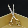 Fashion Unisex Mini Gold Plated Rhinestone Scissors Brooch Pin Gift Costume Accessaries Jewelry for women gift