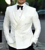 Изготовленные на заказ белые официальные мужские костюмы для свадебной двойной грудью шаль в лацка