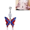 Body Jewelry body piercing Bell Button Rings lovely national flag butterfly pendant navel ring umbilical nail 2991