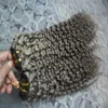 Grå hår väv Brasilianskt hårväv buntar 200g Brasiliansk Kinky Curly Virghow Gray Curly Weave Human Hair 2st