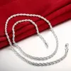 Män Neckces Twist Chain Hot 925 Sterling Silver Halsband Smycken 4mm Halsband 16 18 20 22 24inches