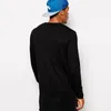 Mode High Street Hip Hop Wish Men's Long Sleeve Tee Side Zipper Dekoration 100 Bomull med långärmad T-shirt