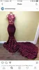 2017 Burgundy Red Mermaid Evening Dresses Sheer Neck Appliques Flowers Satin Black Girls Long Prom Dresses 2K17 Formal Party Dress1812356