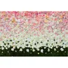 Sfondo da parete con fiori bianchi rosa stampati in digitale per la fotografia di matrimonio Foglie verdi Fiori di rose primaverili Sfondi floreali per bambine