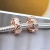 Edell Rose Gold 925 Sterling Silver Charms randig med europeisk charmpärla passar Armband Bangle Chain Jewelry Beads MGJ0147109617