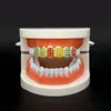 New 14k Gold Plated Hip Hop Bling Bling Teeth Fangs Grillz Caps Top Grill Rapper Colorful Zircon Set Christmas Party Gift