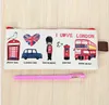 London Potlood Case Vintage Canvas Potloodzak Pen Case Pocket Organizer Opslag School Student Potlood Tassen Kantoorbehoeften Tas met Rits