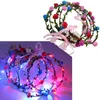 LED Flashing Rose Flower Festival Headband Veil Party Halloween Christmas Wedding Light-Up Floral Garland Hairband Daughter Best Gift