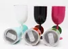 CHEAPEST10oz Wine Glasses stianless steel tumbler wine goblet Double Wall Goblet With Lid 9 colors in stock3520146