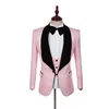 High Qualitty 3 Pieces Men Suits Pink 2017 Tailored Pattern Groommen Wedding Tuxedos Formal Dinner Party Suits Blazer With Pants3054823