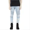 Erkek Kot Giyim Pantolon SLP Mavi / Siyah Yıkılan Erkek Ince Denim Düz Biker Skinny Jeans Erkekler Yırtık