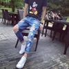 Wholesale-Men Ripped jeans With Zipper Skinny Cool Slim Fit Mens West Jeans Urban Jeans Pants For Men