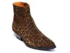 Leopard Mens Biker Boots Western Wyatt Shoes Plus Size 46 Men's Genuine leather Fashion Chelse Boots for men